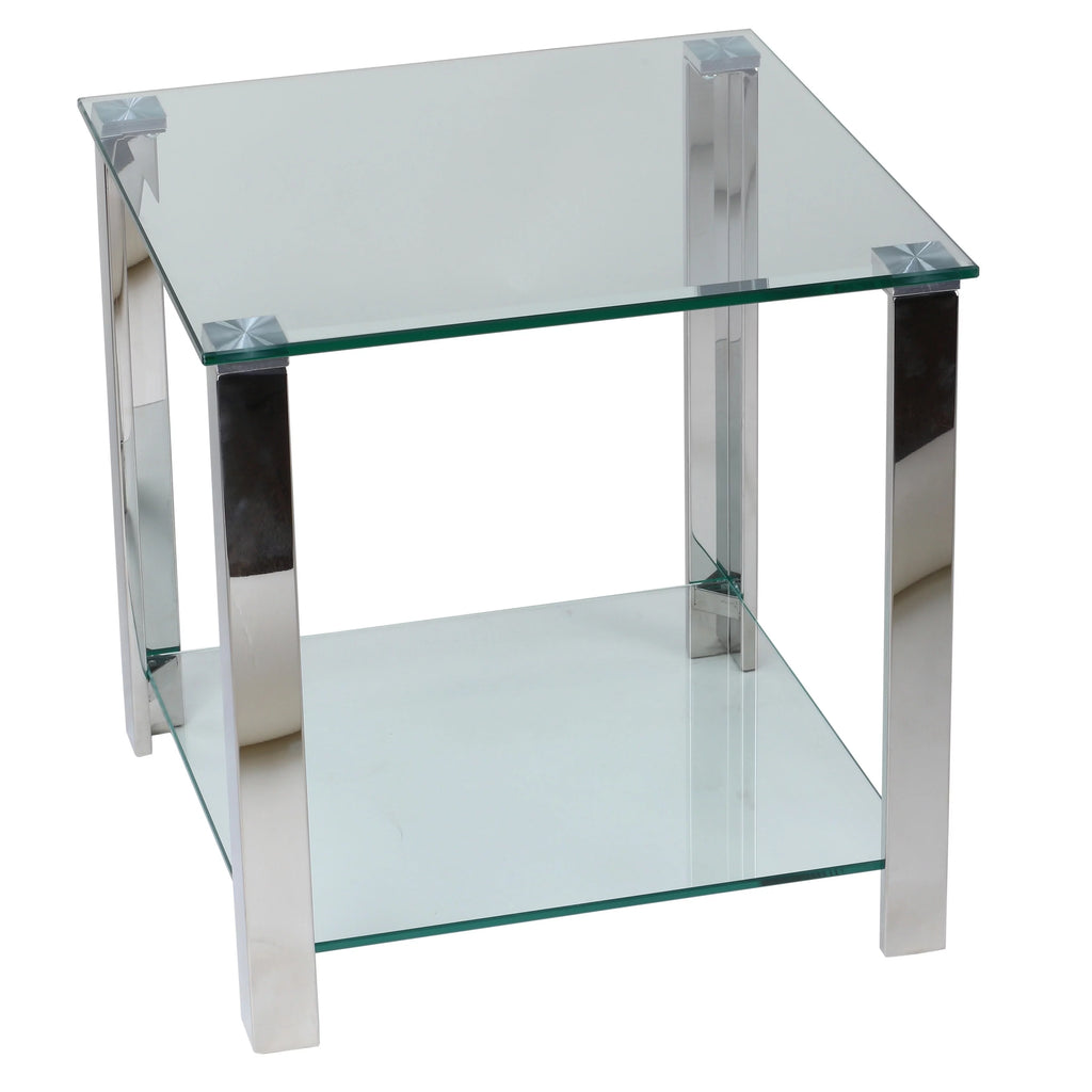 Glass Stainless Steel End Table P51296