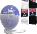 4 Pairs Extra Wide Diabetic Mid Calf Socks Black White G99303