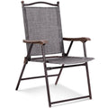 Folding Sling Camping Lounge Chairs Gray 2-Pack C748