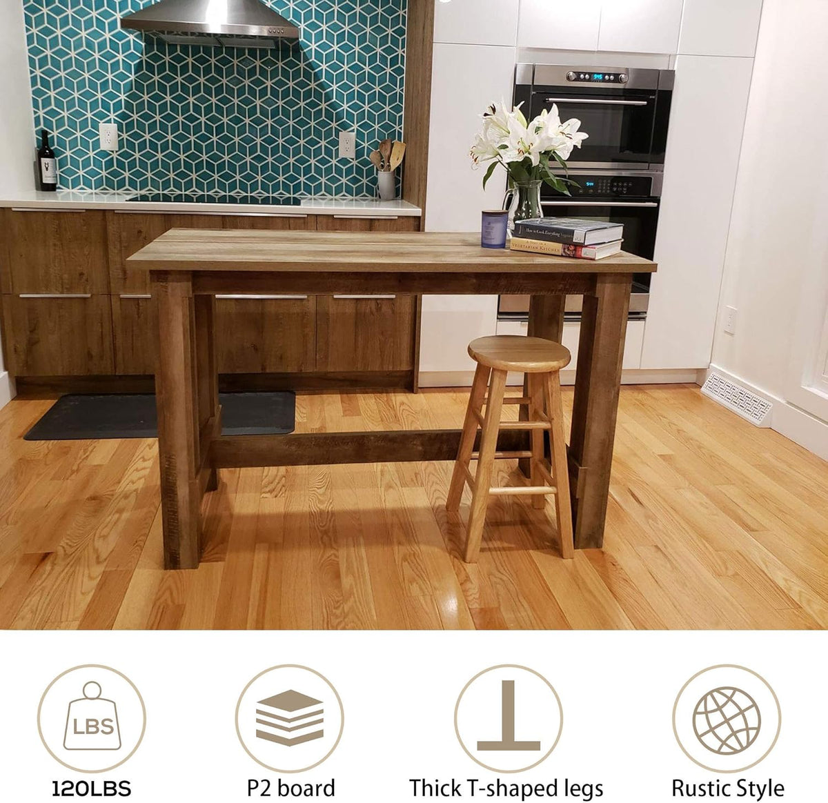 Counter Height Wooden Dining Table Light Brown S30547