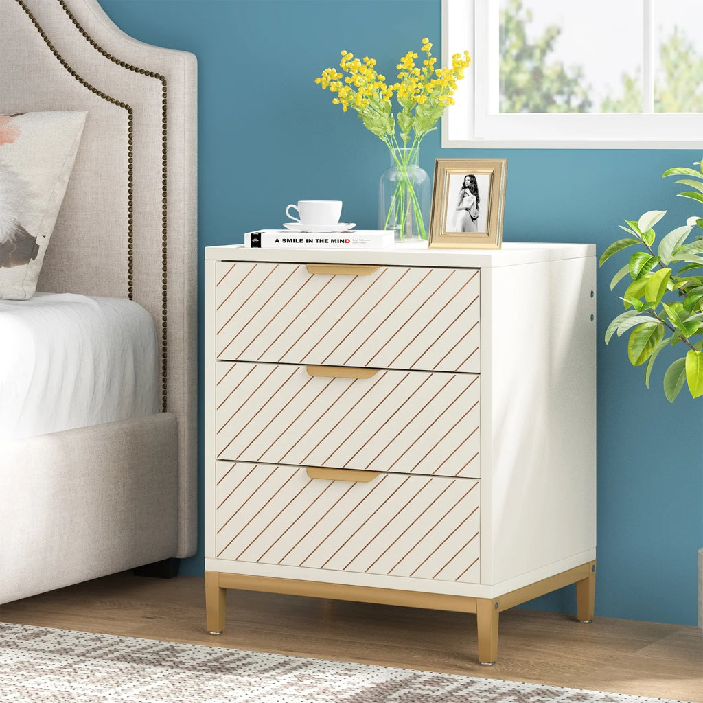 Light Wood Grain Nightstand with Drawers R64212