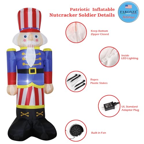 8Ft Patriotic Nutcracker Inflatable Decoration E25804