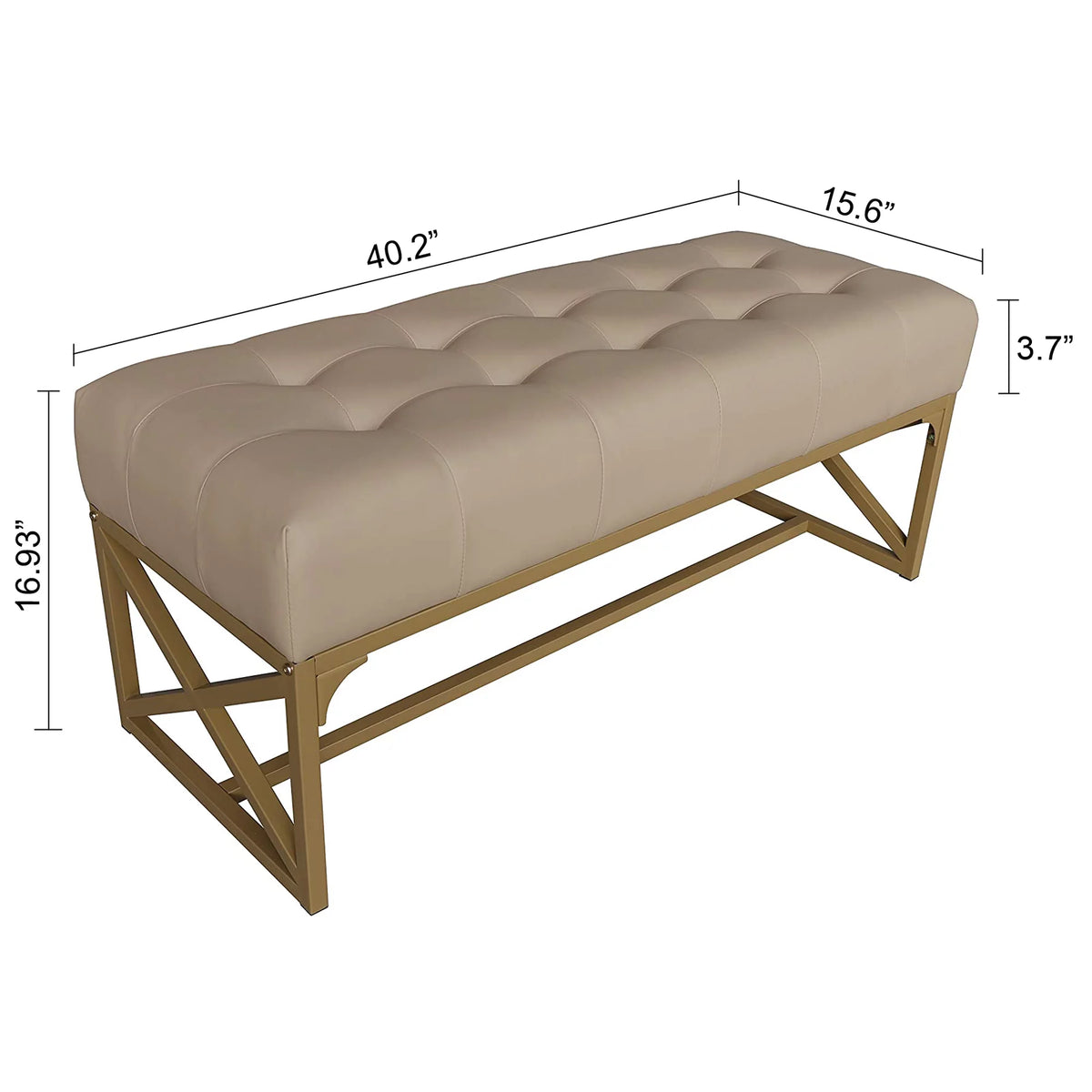Faux Leather Bench 40.2 Inches Gold K703989