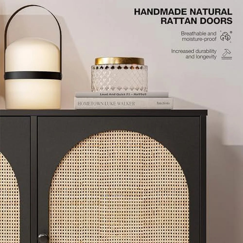 Accent Cabinet with Natural Rattan Doors Sideboard Buffet S6971