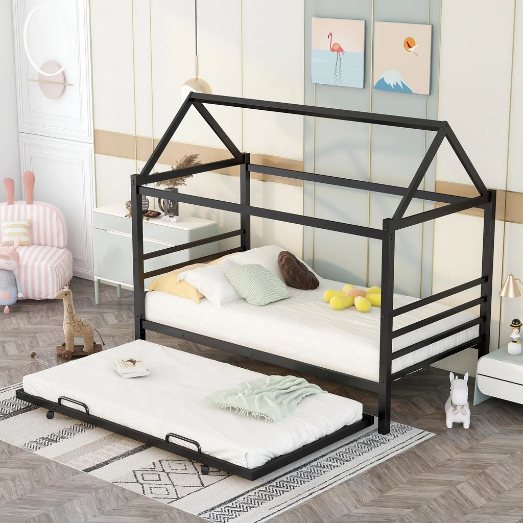 Twin Metal Platform Bed with Trundle J3545