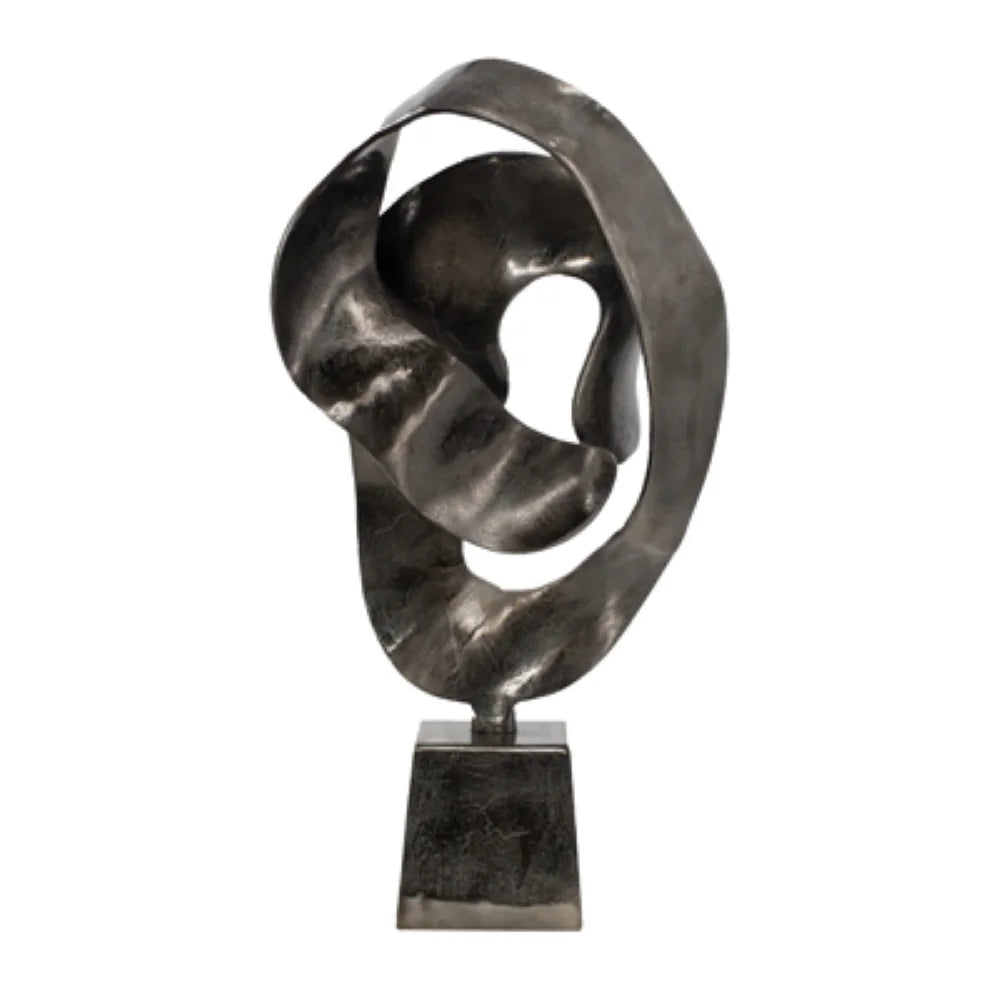 Black Abstract Sculpture on Pedestal Base S829999