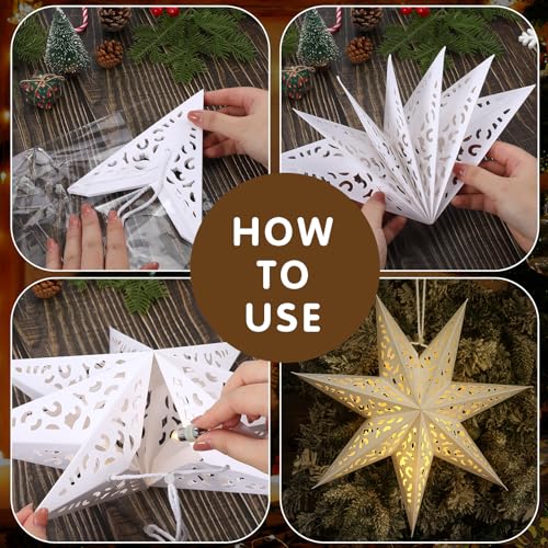 12 Pcs 14in Paper Star Lantern with LED Lights C6908