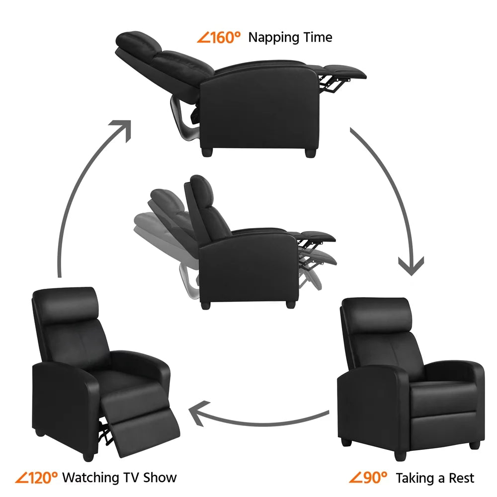 Faux Leather Push Back Recliner P4824