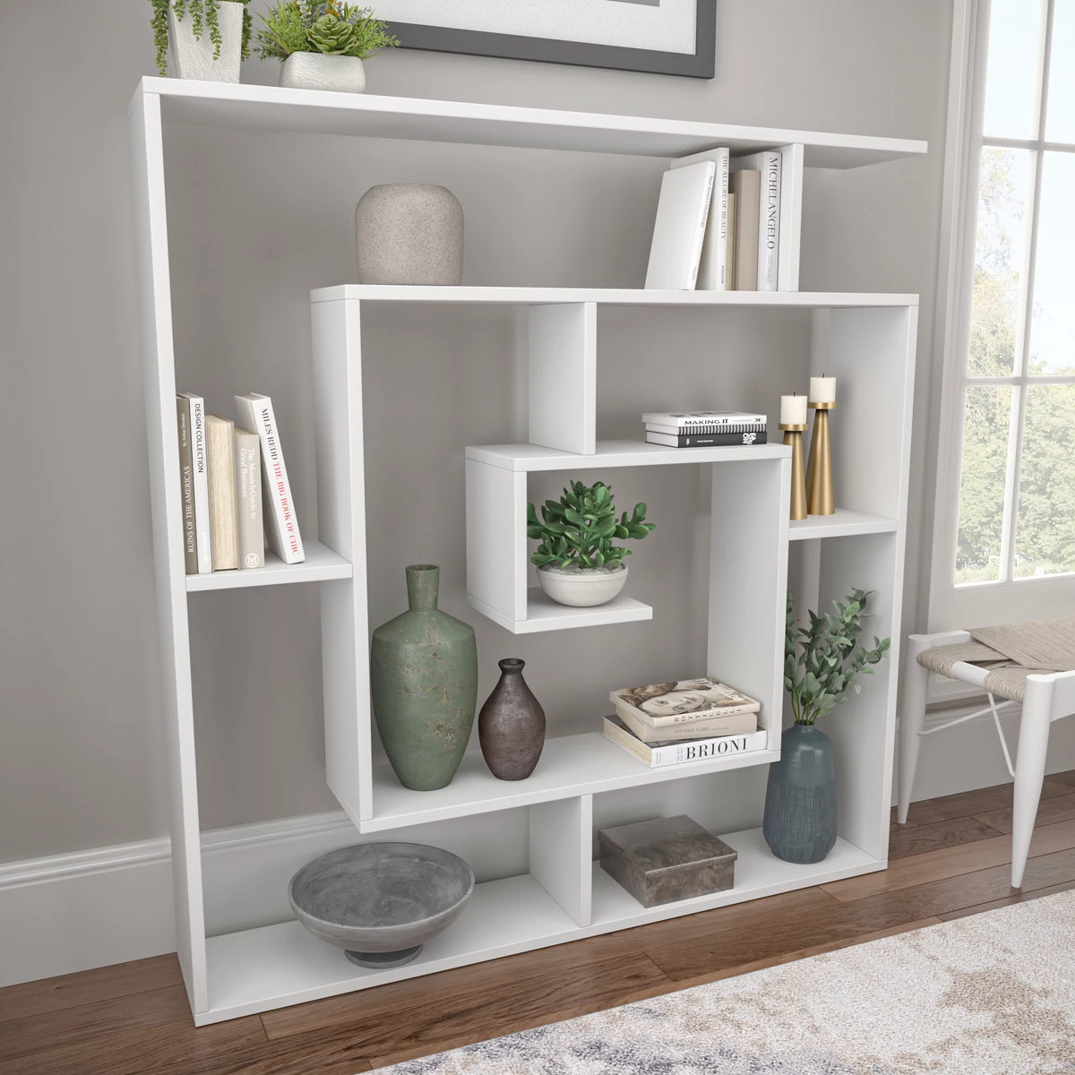 4 Tier White Modern Bookcase U150