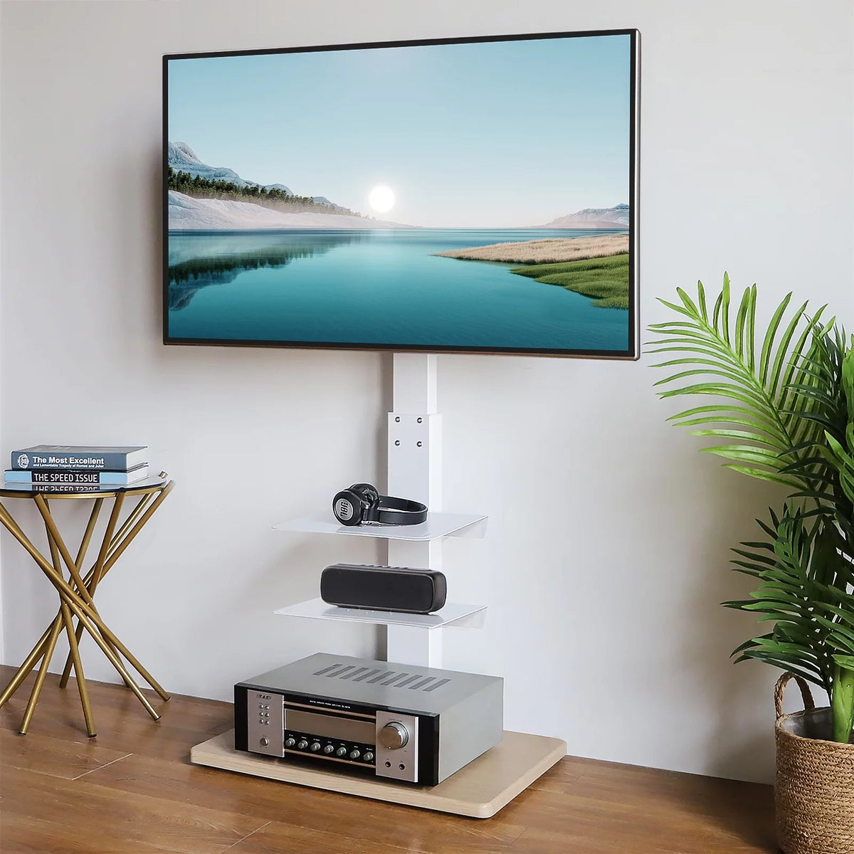 Black Tall Floor TV Stand up to 75 inch U550