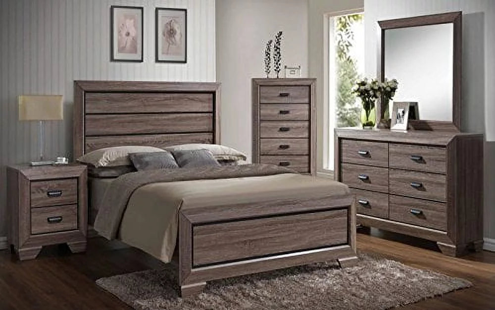 Black Brown King Size 6-Piece Bedroom Furniture Set I74449