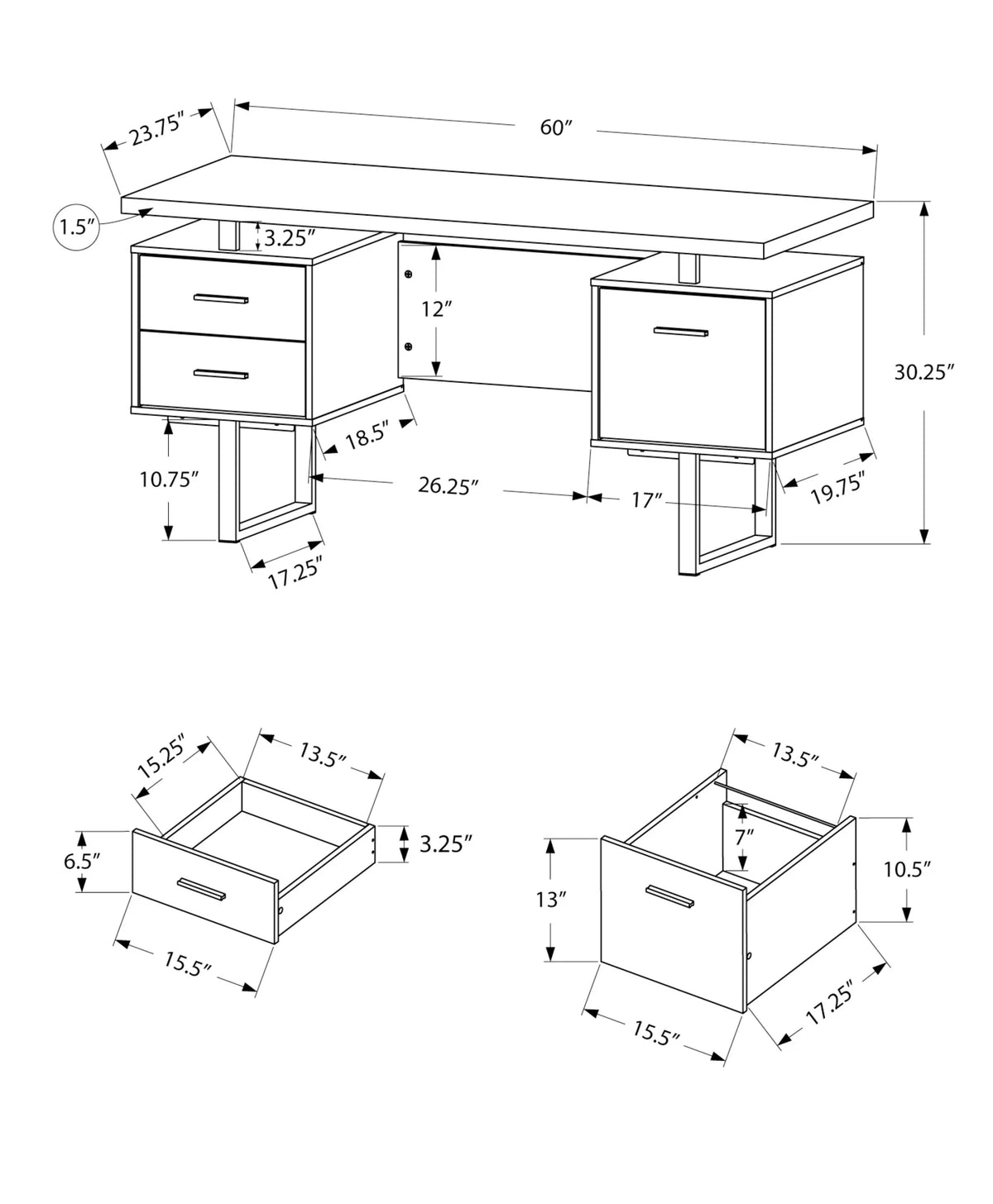 Grey Laminate Computer Desk with Storage Drawers K8681
