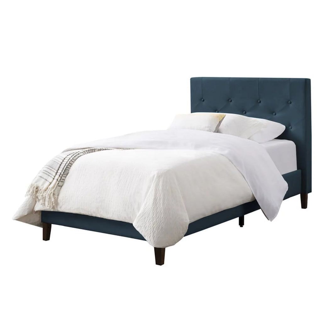 Ocean Blue Fabric Twin Bed U3639