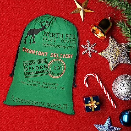 6 Packs Large Cotton Canvas Christmas Bag With Drawstrings C4132