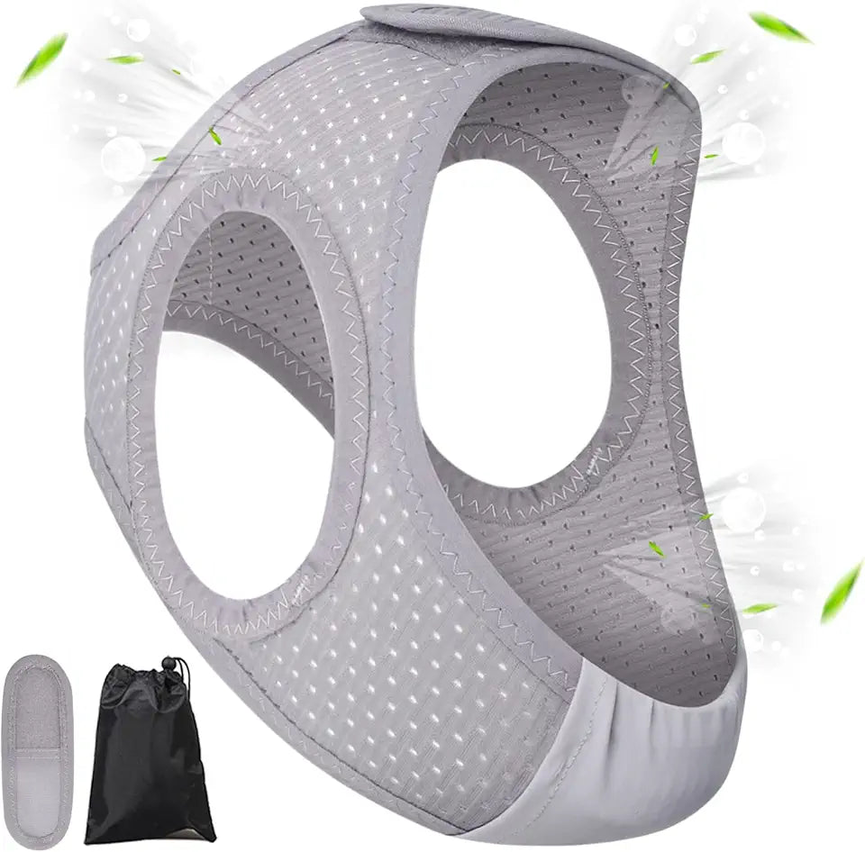 Anti Snoring Chin Strap Light Breathable Adjustable Grey N5419