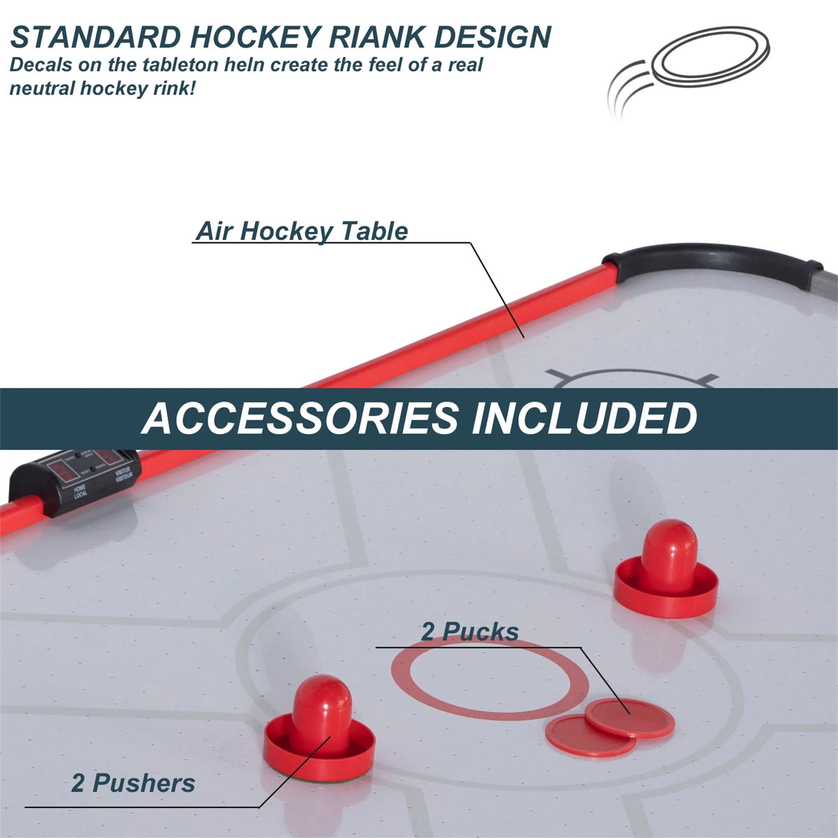 54in Folding Air Hockey Table Gaming Set with 2 Pucks 2 Pushers C634