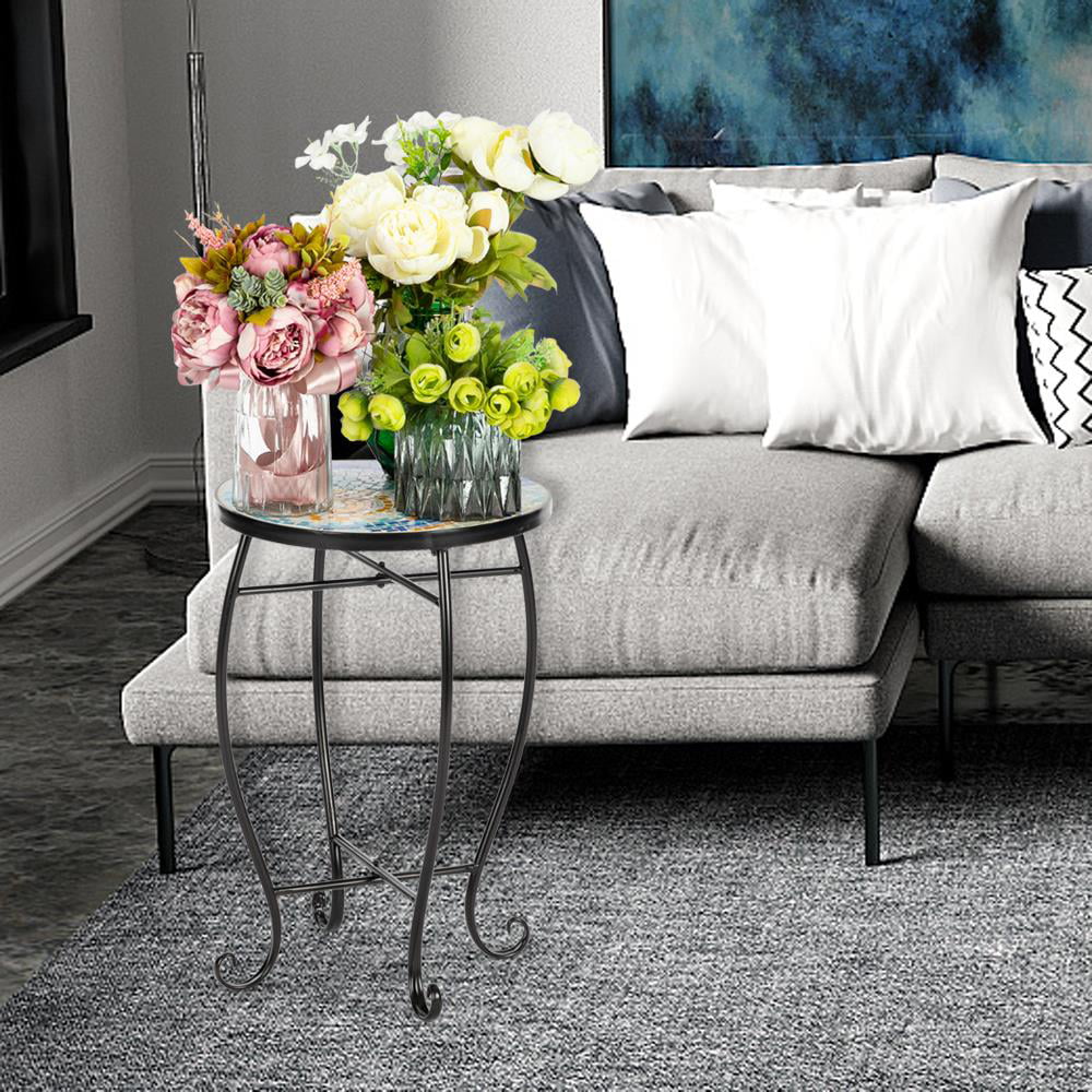 Outdoor Ceramic Tile Iron Frame Side Table S58700