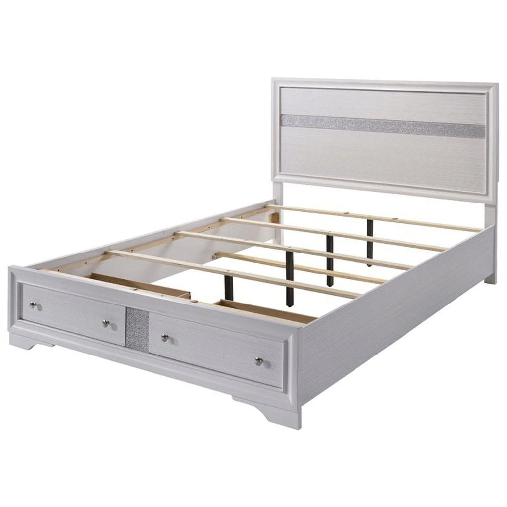White Solid Wood Queen Storage Bed L60142
