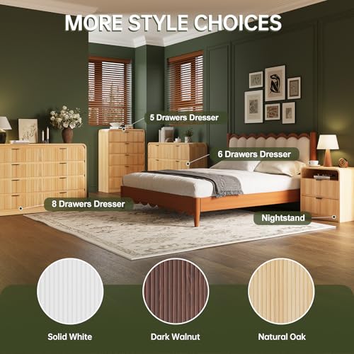 Natural Oak 5 Drawer Wood Dresser U507