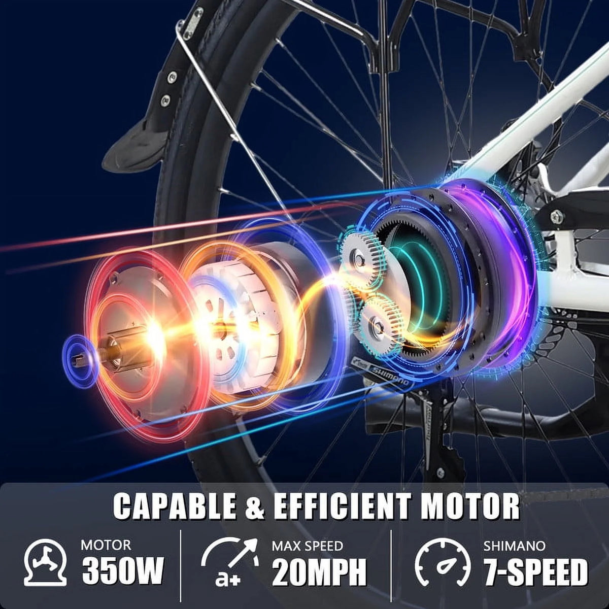 White 26” 350W Electric Bike G55073