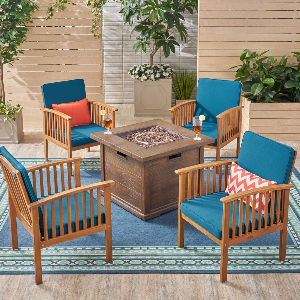 Brown Patina and Dark Teal Acacia Wood Club Chairs W733