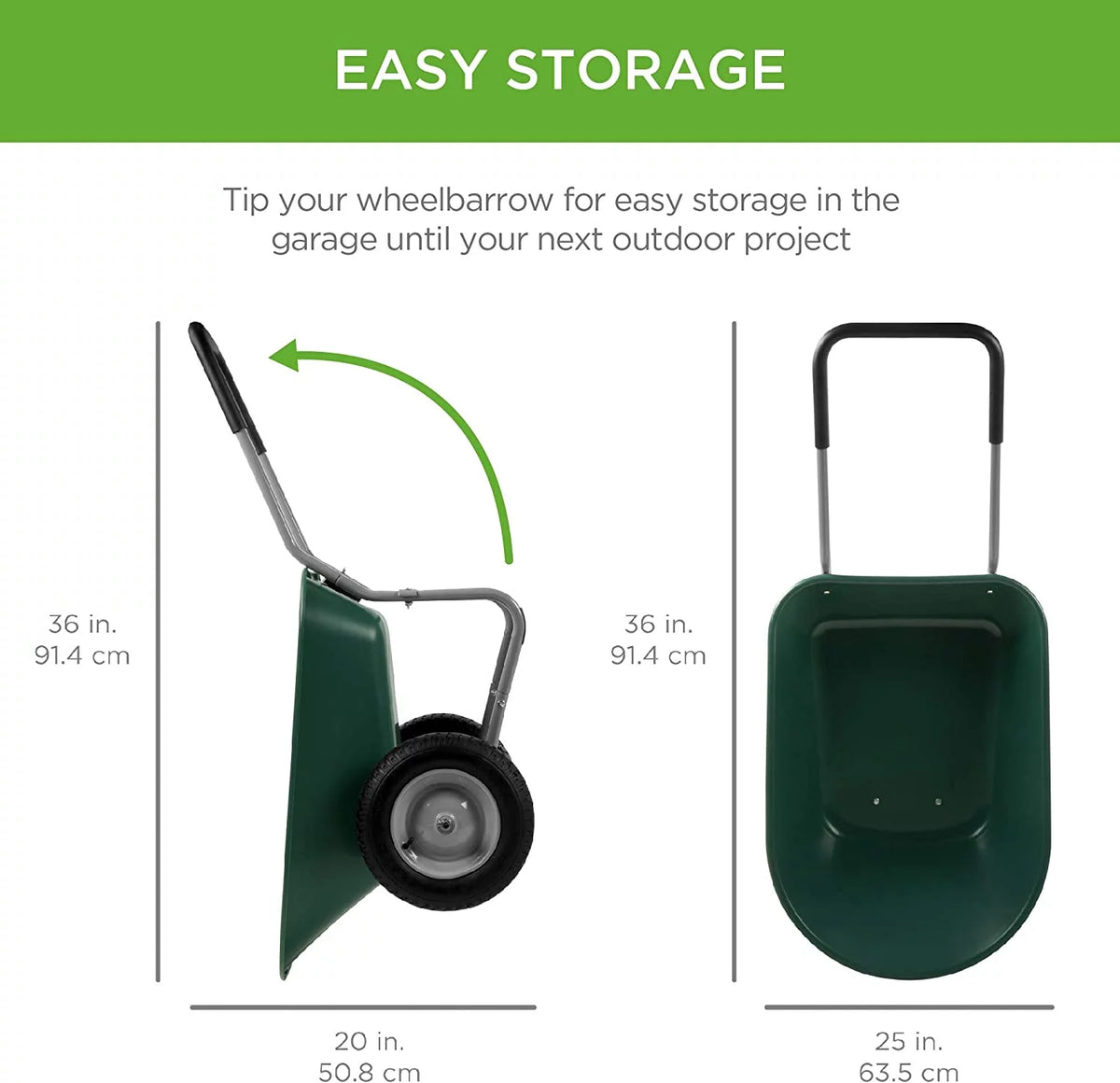 Green Dual-Wheel Utility Yard Cart B844