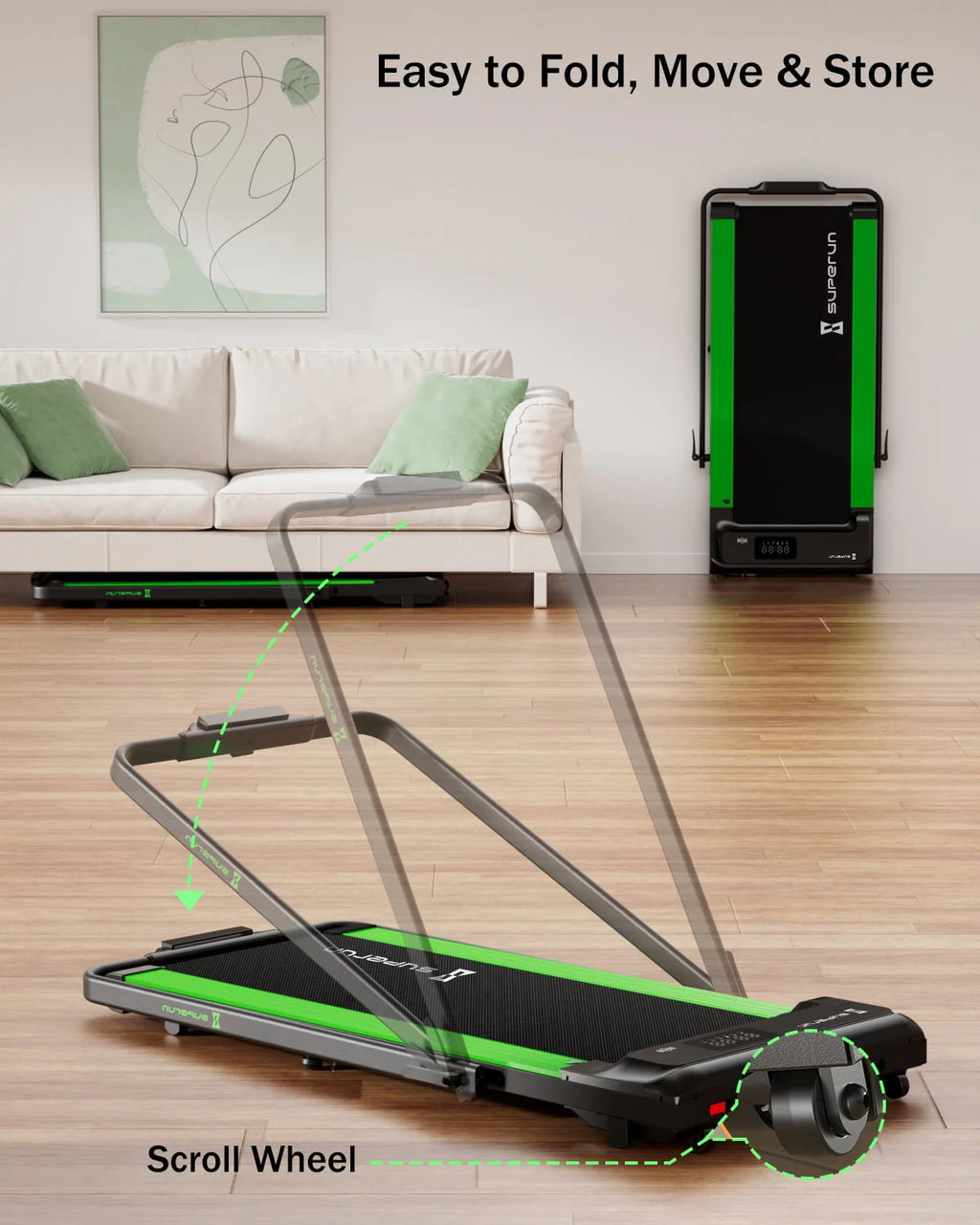 2 in 1 Folding Treadmill 3 HP 300lbs Capacity R199