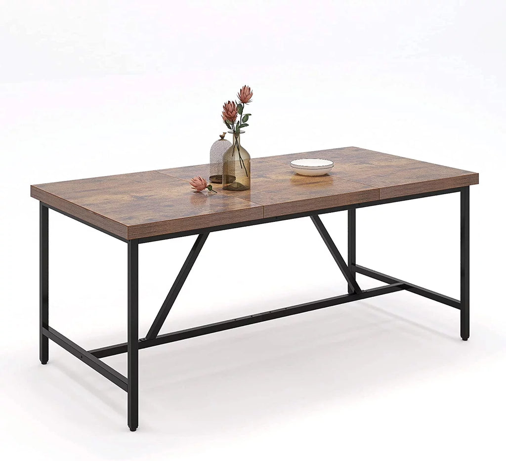 71" Large Farmhouse Dining Table with Trestle Base I788