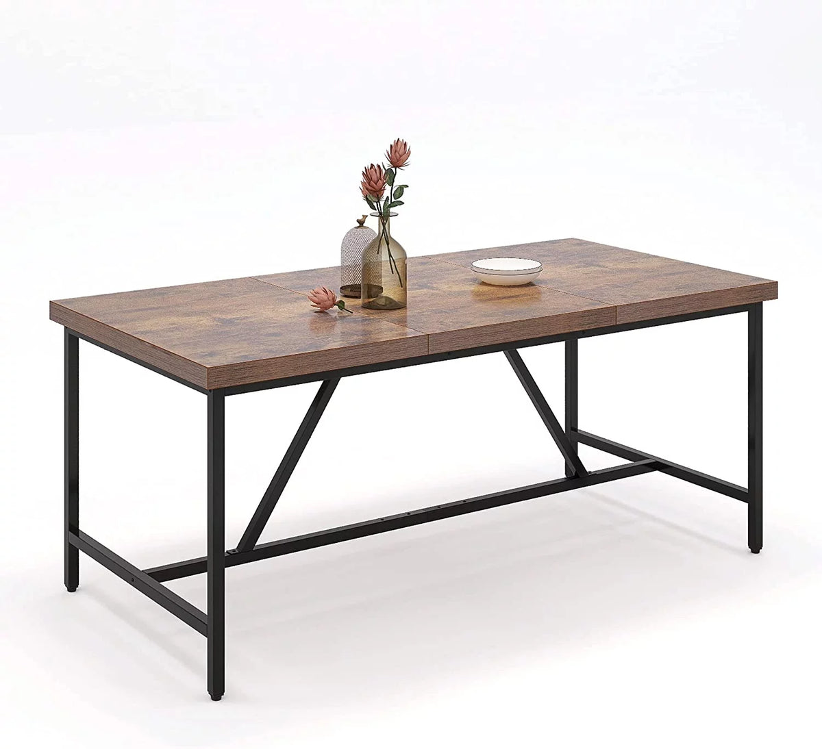 71" Large Farmhouse Dining Table with Trestle Base I788