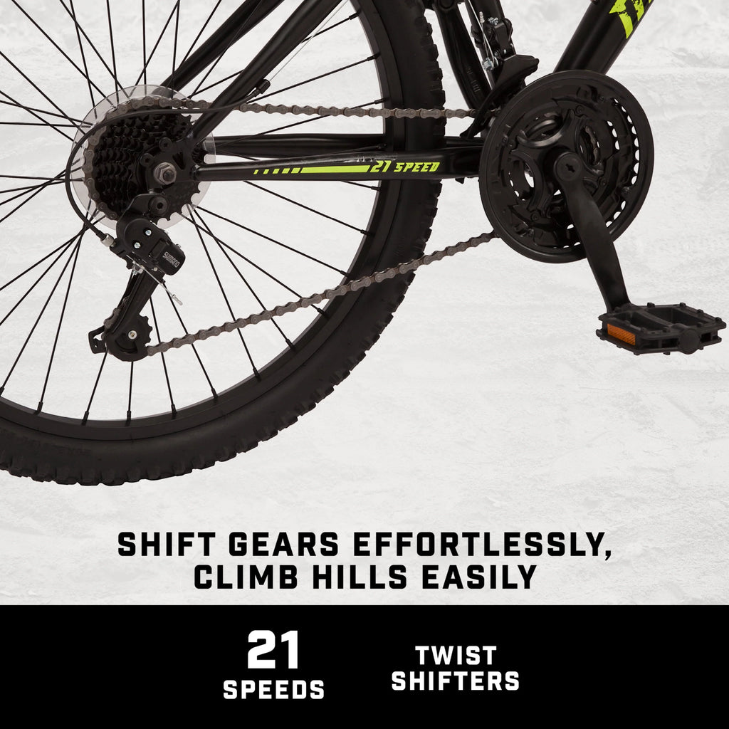 24-in. Mountain Bike, Black and Yellow, 21 Speeds C36453