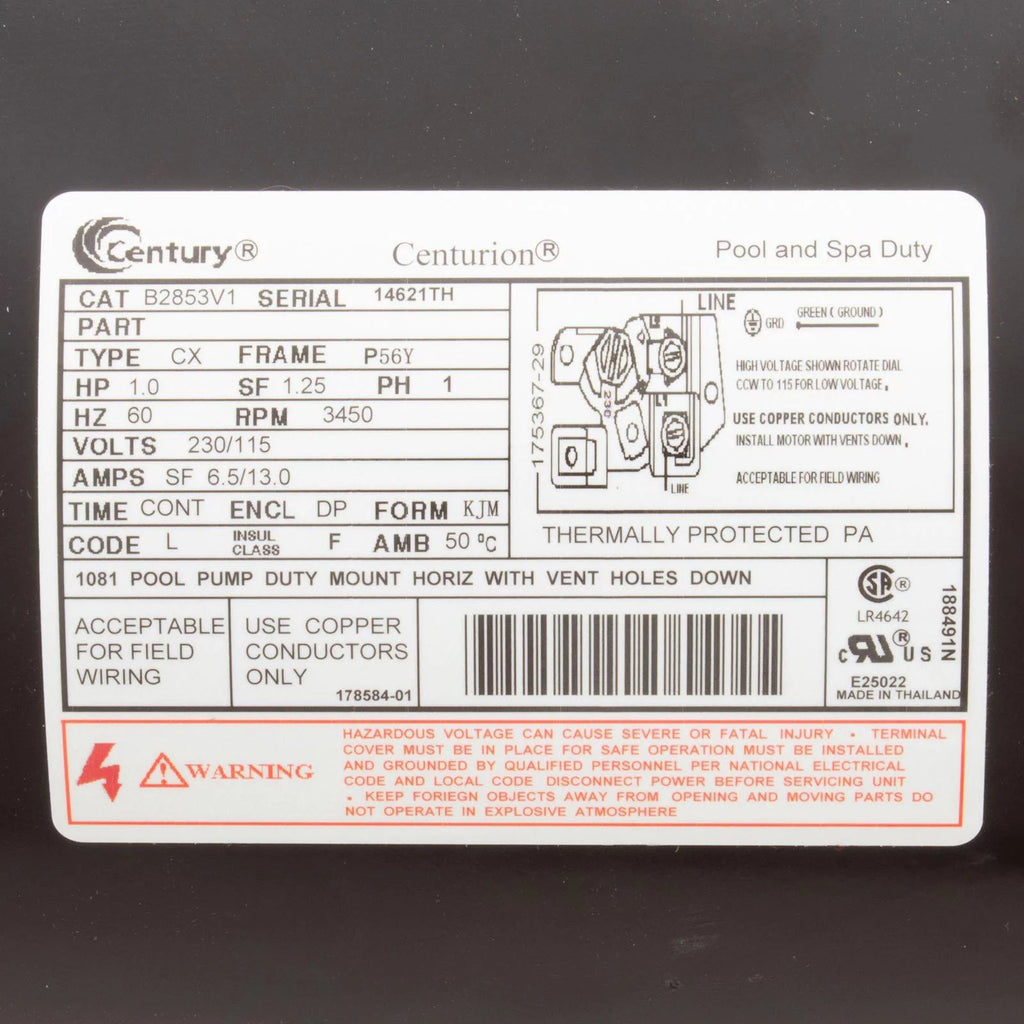 1.0hp 115/230v Pool Pump Motor H7389
