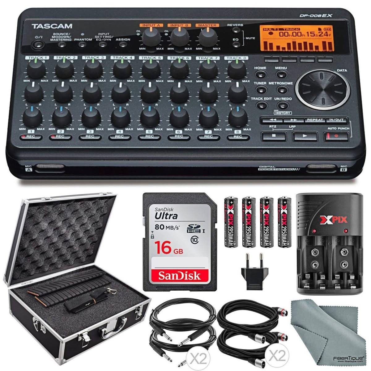8-Track Digital Pocketstudio Bundle with Case Batteries Charger Cables 16 GB I9907