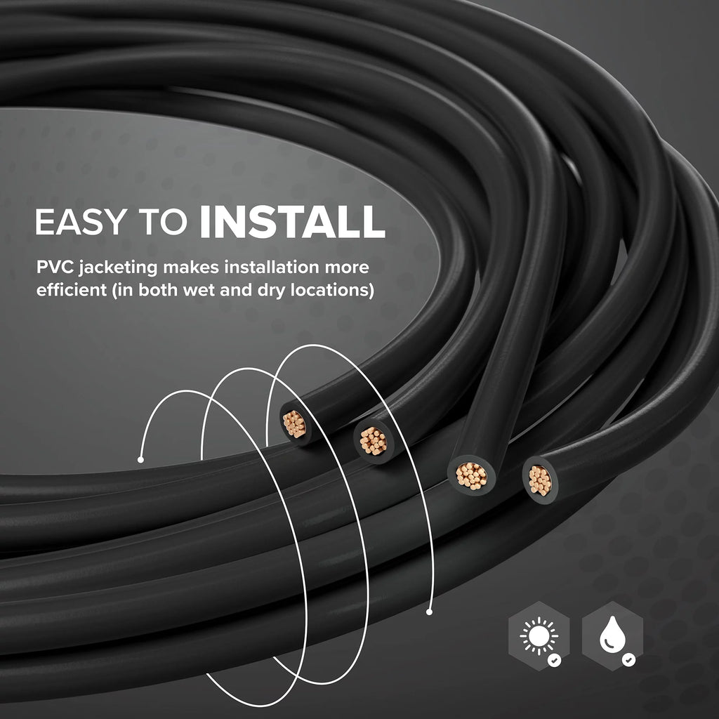 50 Feet 12 AWG Insulated Stranded Copper THHN THWN Wire Black T543