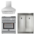 30 Gas Range, 30 Range Hood, 60 Refrigerator V3219