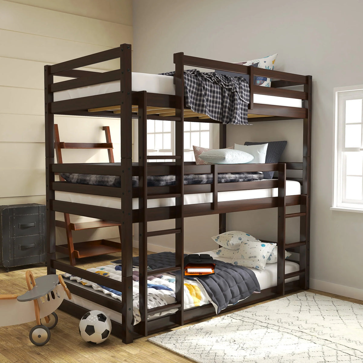 White Wood Convertible Bunk Bed P8473