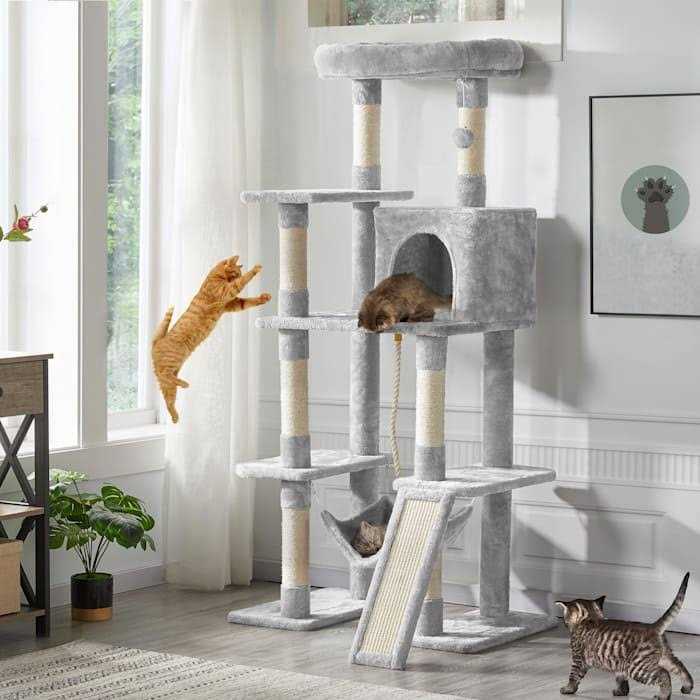 Gray 4-Level Cat Tree with Hammock Q742873