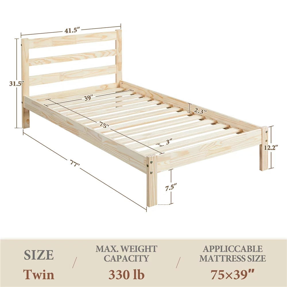 Queen Wooden Platform Bed Frame with Headboard P722