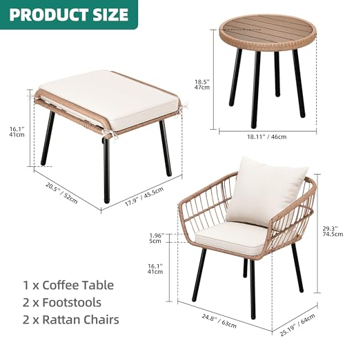 3 Piece Wicker Bistro Set with Cushions P815