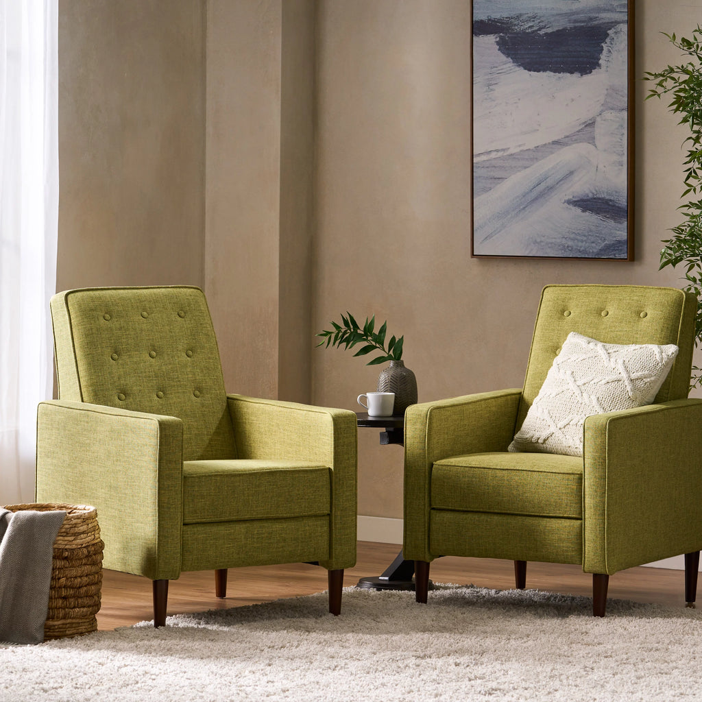 Muted Green Fabric Recliner Set of 2 T332401