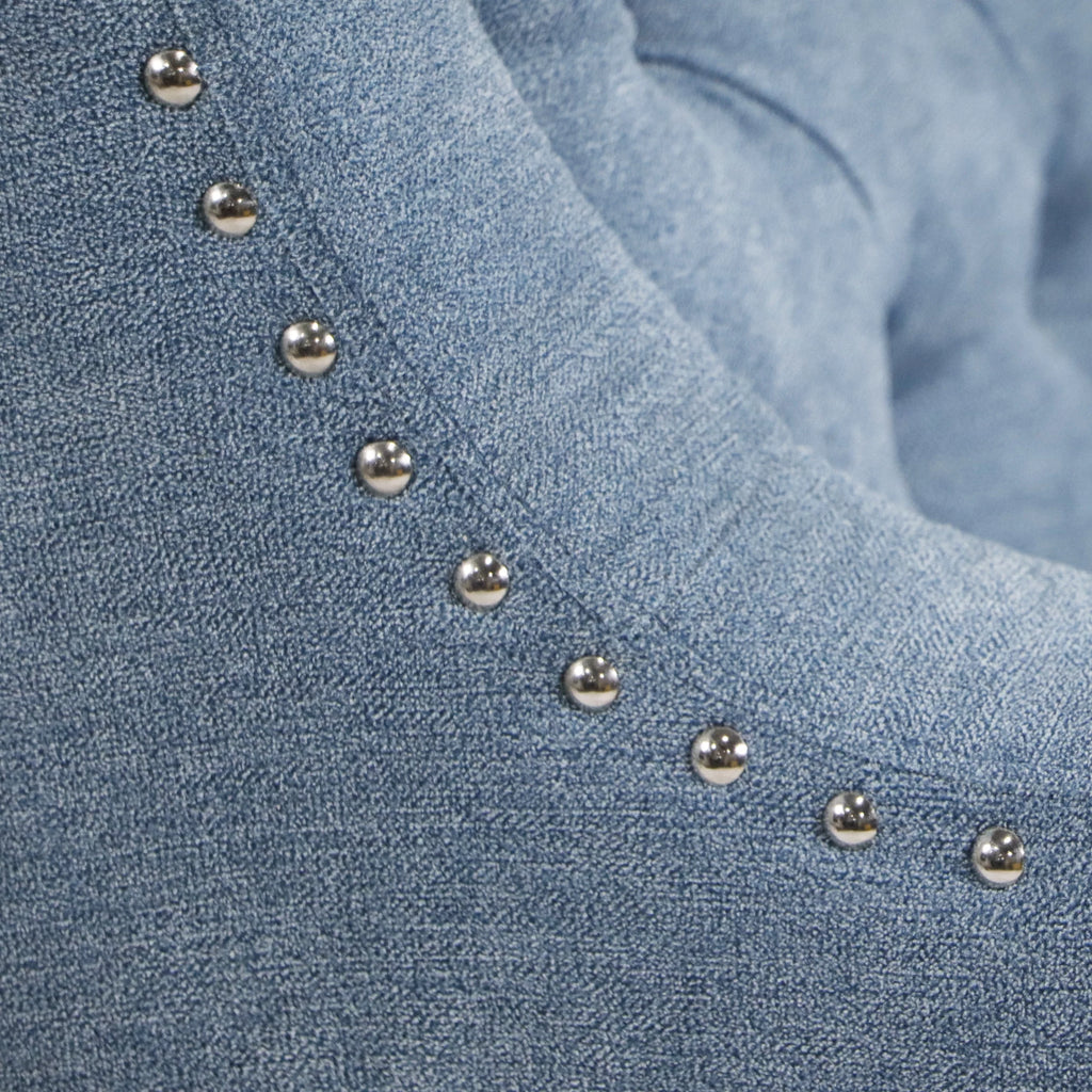 Blue Linen Fabric Accent Chair with Button Tufted Back A2572