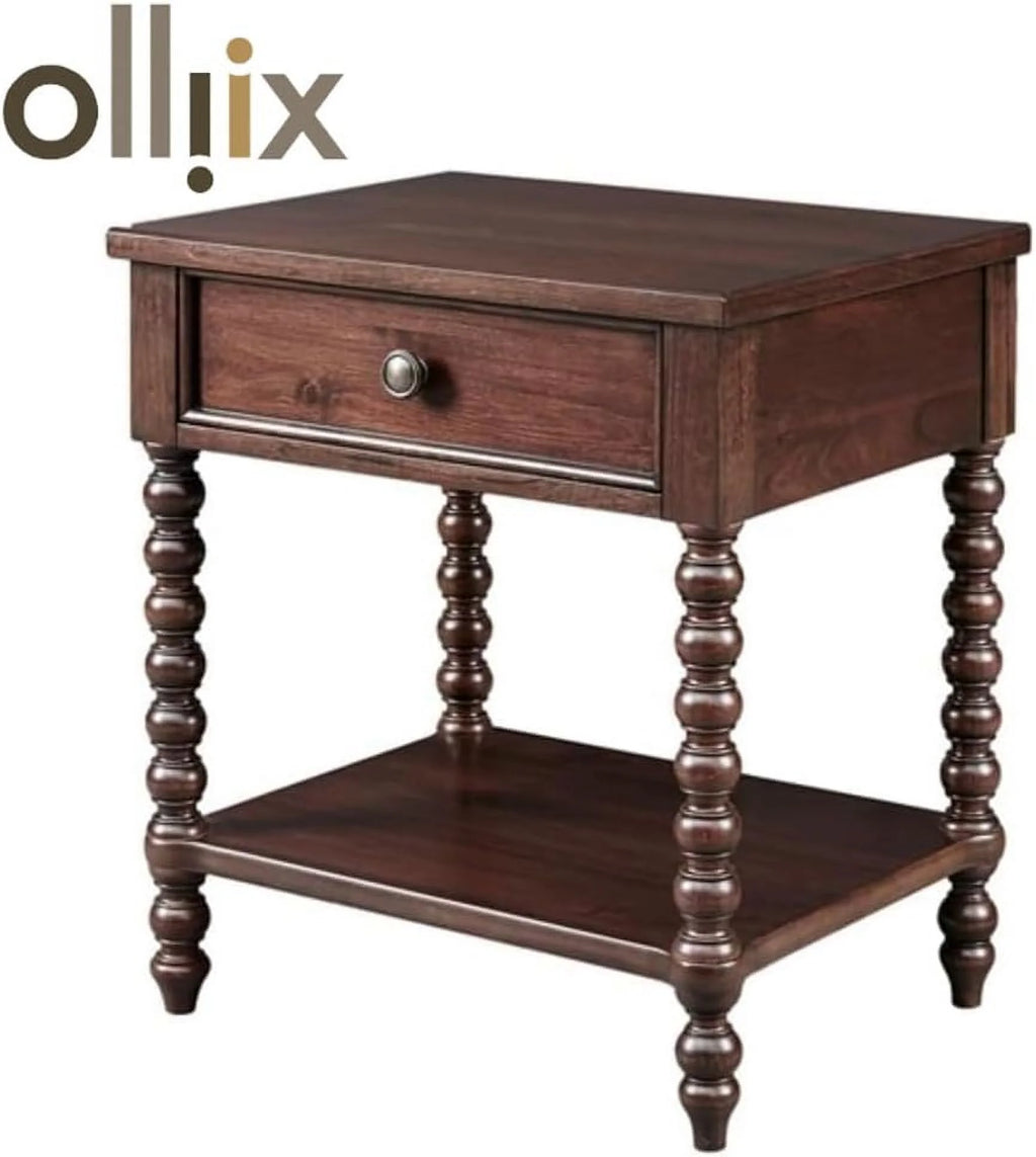 Brown 2 Tier Nightstand with Drawer F16683