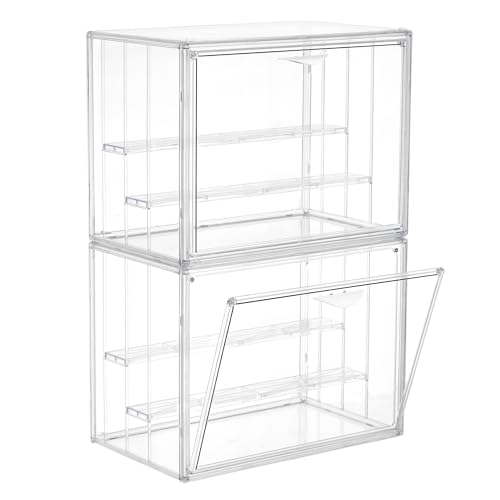 Acrylic 3 Layer Adjustable Display Case with Magnetic Door 2Pack R585