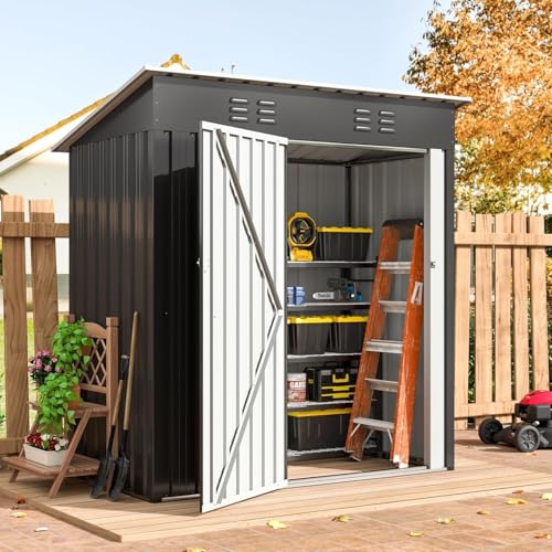 8x8 FT Metal Outdoor Storage Shed with Lockable Doors U5832