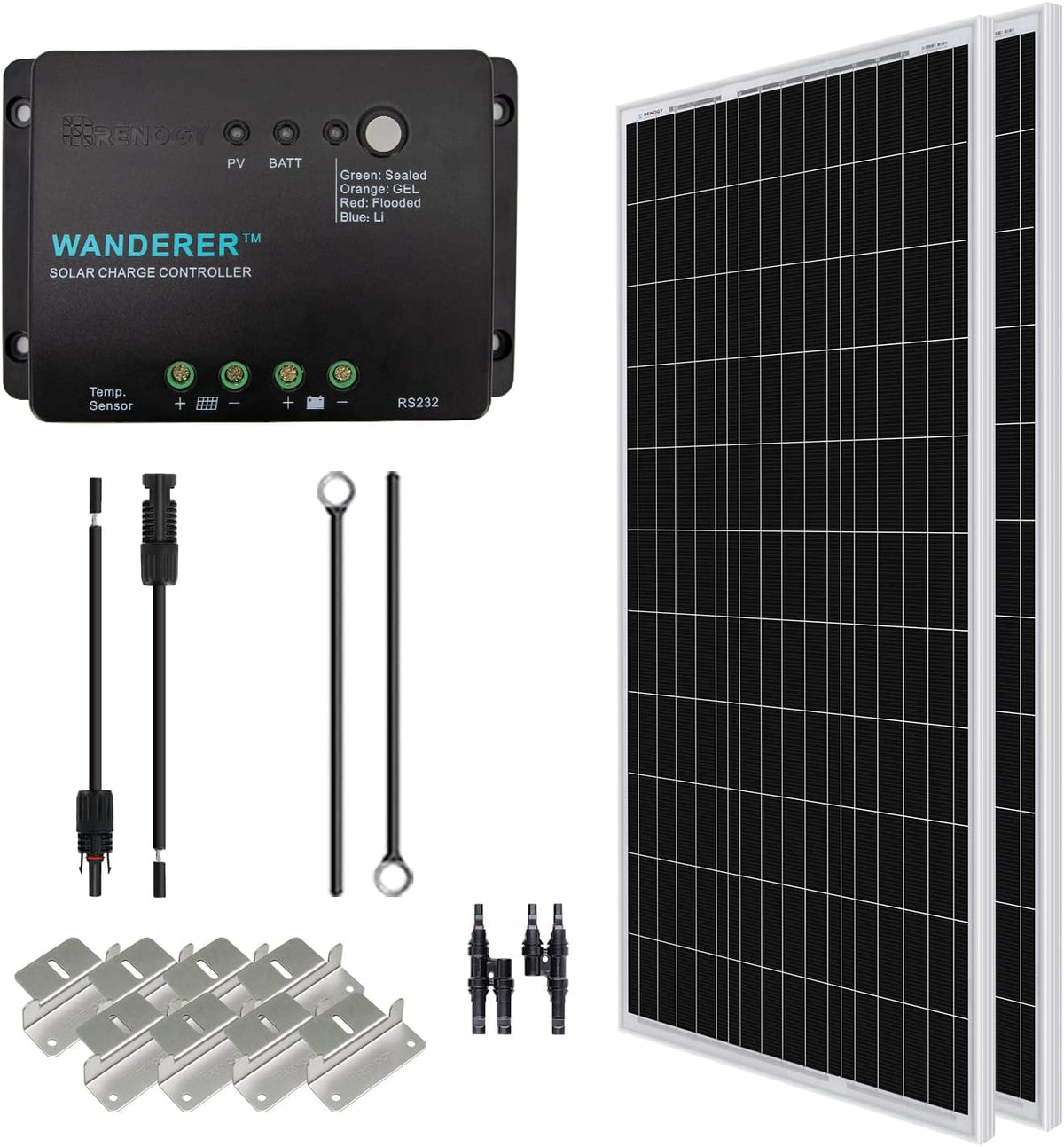 200 Watt 12 Volt Monocrystalline Solar Panel Starter Kit with 30A PWM Charge Controller G454873