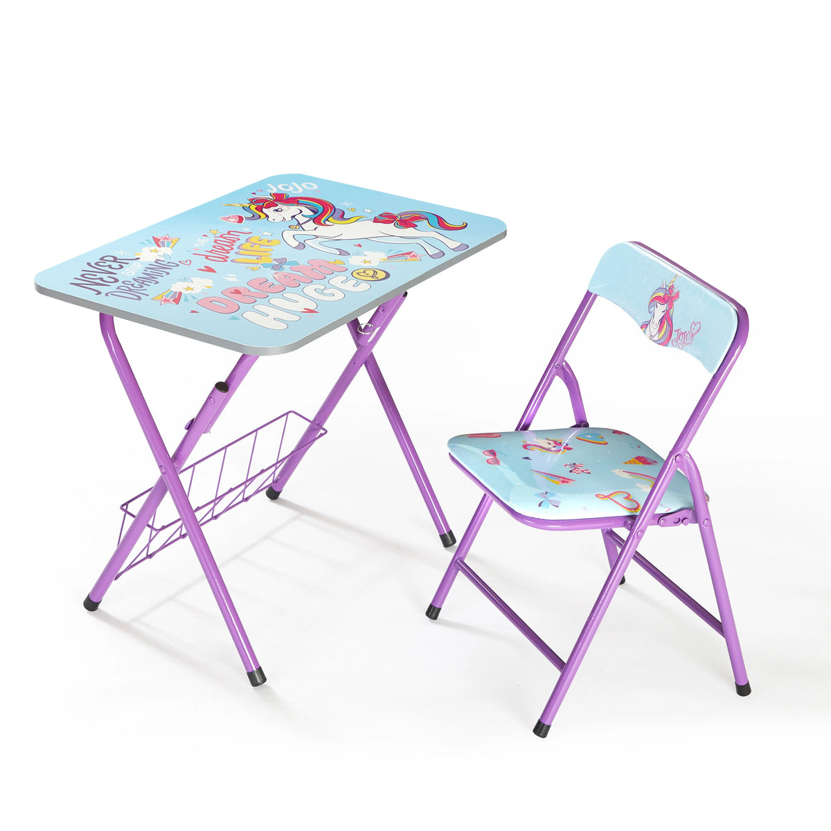 Blue Metal Folding Desk and Chair Set Y5858