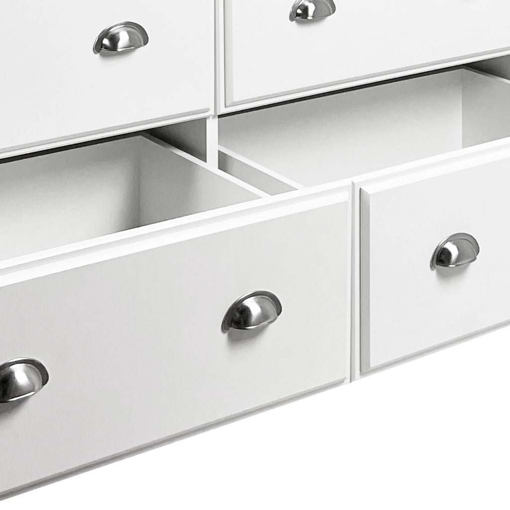 White 6 Drawer Faux Wood Double Dresser H89211