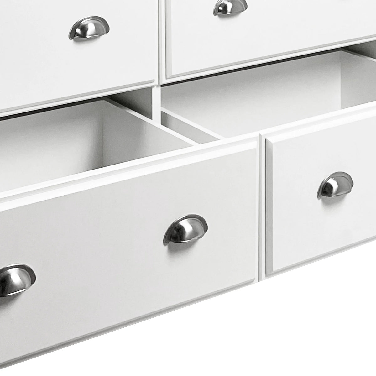 White 6 Drawer Faux Wood Double Dresser H89211