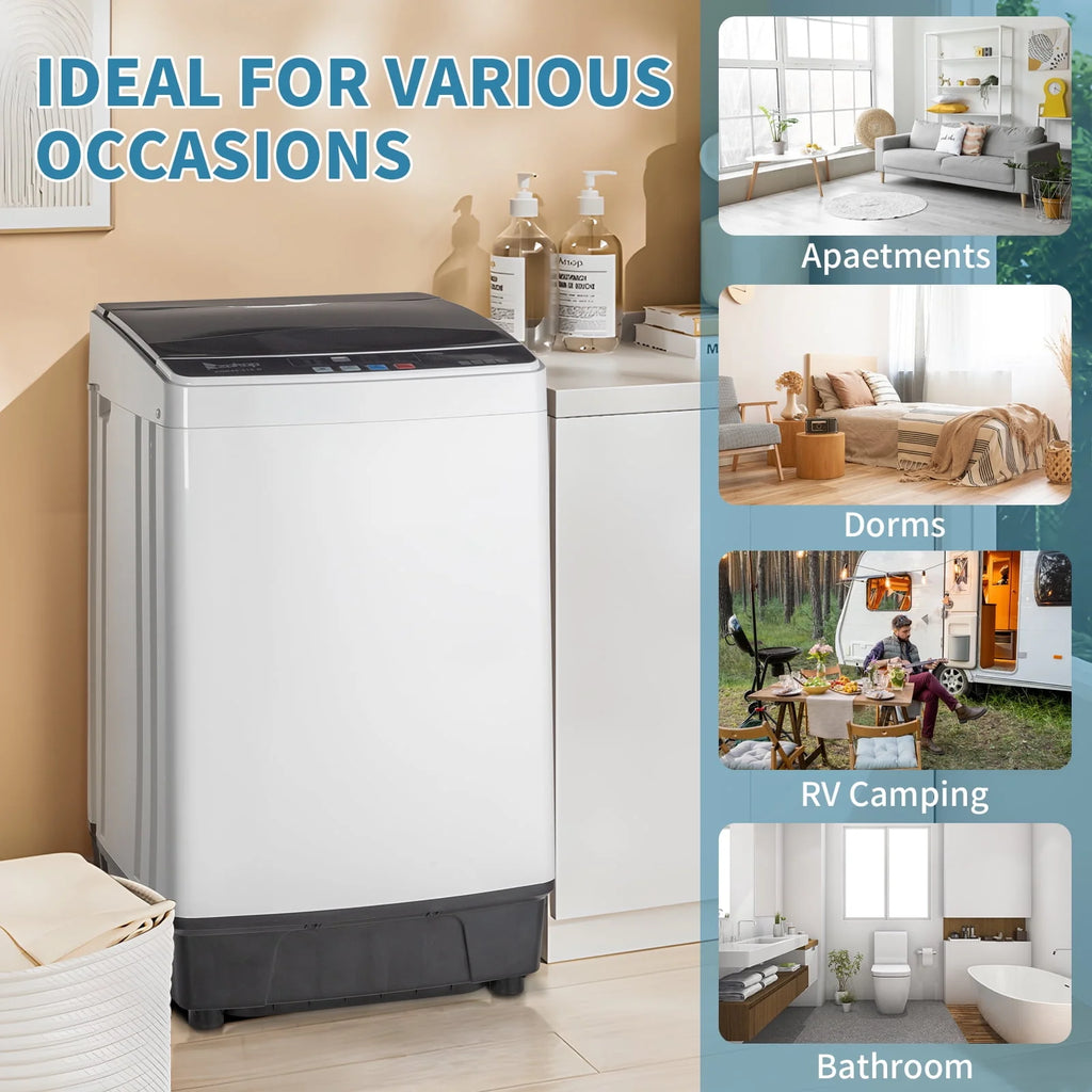 Full Automatic Washing Machine with Drain Pump, White And Black D439