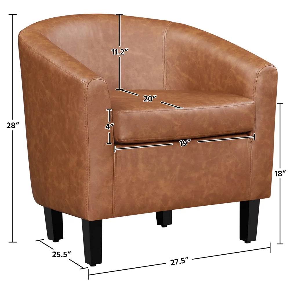 Faux Leather Barrel Accent Chair Set of 2 Brown O757139