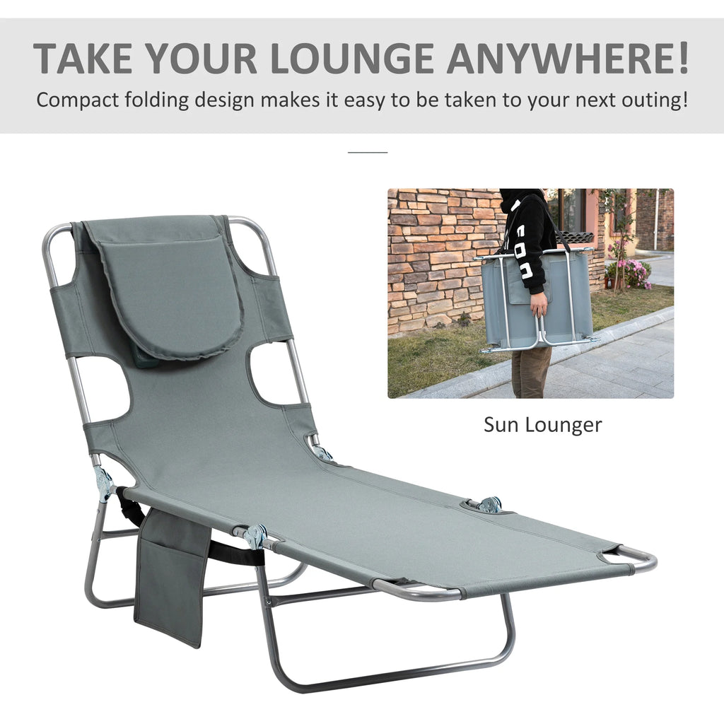 Folding Outdoor Lounge with Face Hole, Gray V5468